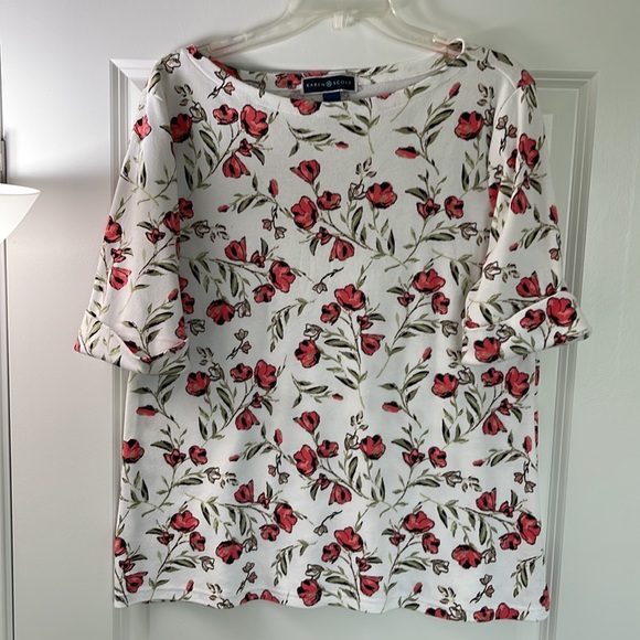 Karen Scott Size XL Print 3/4 Length Top - Picture 2 of 12